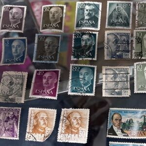 Vintage Spanish Postage Stamps Collection in 2 Images